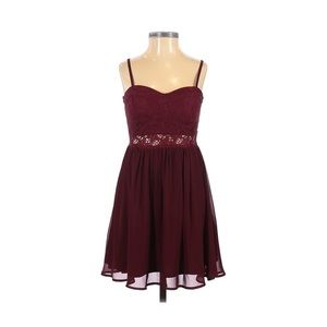 Burgundy Lace/Chiffon Mini Dress